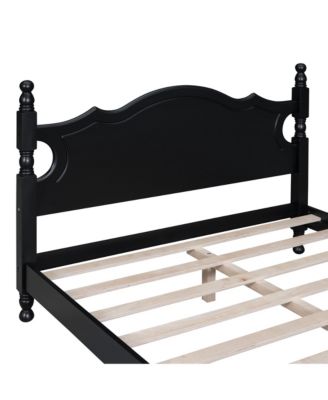 Retro Wood Platform Bed Pine MDF Plywood 10 Slats No Box Spring