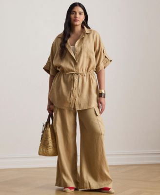 Plus Size Roll-Tab Sleeve Tunic