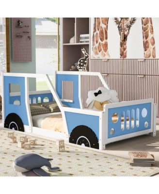 Classic Car Shaped Platform Bed Wheels Pine Wood MDF Frame