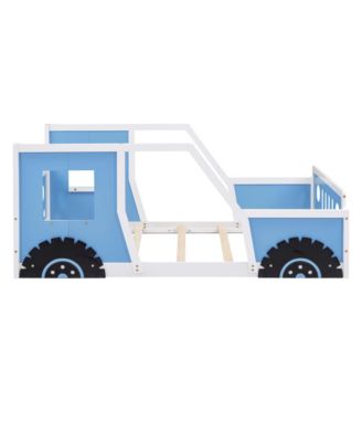 Classic Car Shaped Platform Bed Wheels Pine Wood MDF Frame