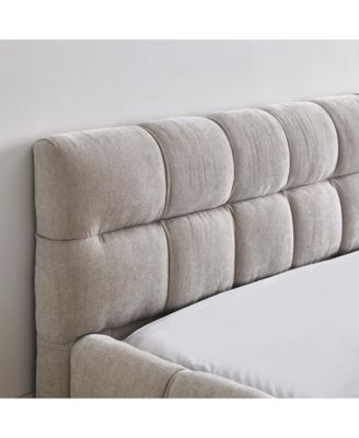 Grounded Upholstered Bed Thick Chenille Fabric Solid MDF Frame