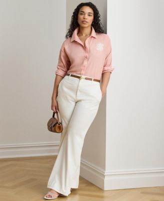 Plus Size Eyelet-Logo Shirt