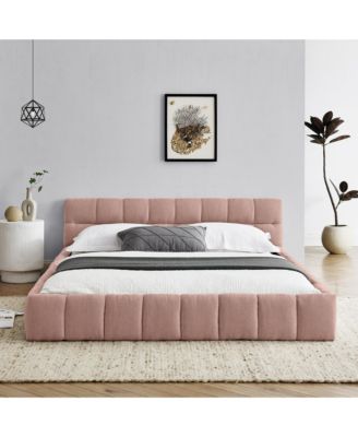 Chenille Grounded Bed Frame Headboard