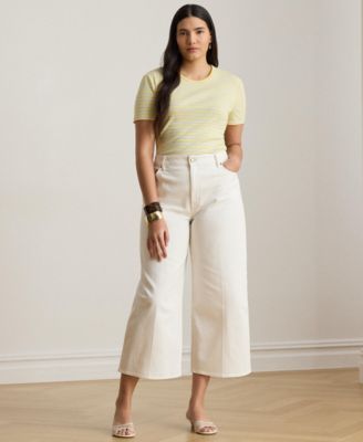 Plus Size Striped Rib-Knit Stretch Top