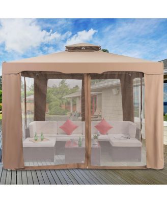 10'x 10' Canopy Gazebo Shelter W/Mosquito Netting Outdoor Patio
