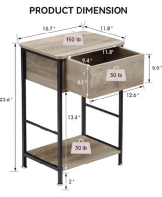 Nightstand with Drawer and Shelf Wood End Table Side Table Beside Table Nightstands for Bedroom Living Room College Dorm