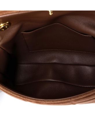 Small Logo Chain Flap Bag Quilted Suede