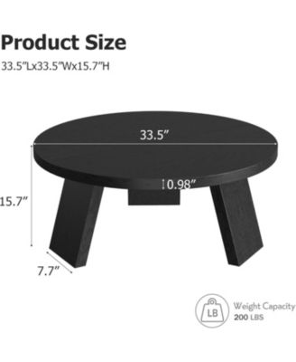 335" Round Coffee Table, Modern Circle Center Table with Inclined Legs, Accent Cocktail Tables for Living Room, Bedroom, Easy Assembly
