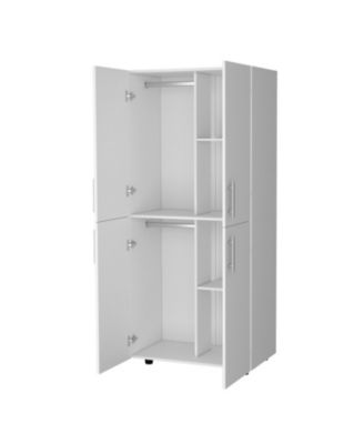 Hazel Armoire Melamine with Two Doors Four Shelves and Two Clothes Hanging Bars Bedroom Storage Organizer