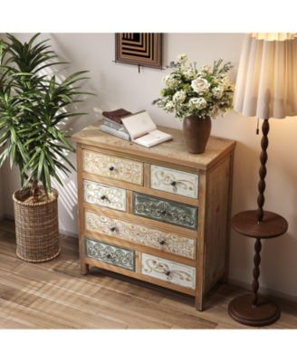 Rustic 4 Drawer Dresser Sturdy Construction for Bedroom Living Room Storage