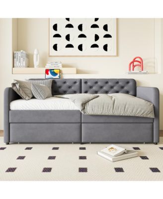 Upholstered Daybed 2 Storage Drawers USB Charging
