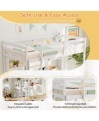 Twin Loft Bed with LED Lights Desk No Box Spring Needed