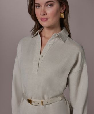 Women's Long-Sleeve Belted Dress