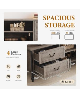  70 Inch Mid-Century Modern TV Stand with Storage, Featuring Metal Roman Columns and Drawer, TV Console Table for Living Room