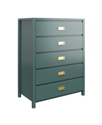 Contemporary 5 Drawer Dresser Maple Finish Sturdy Construction for Bedroom Living Room Storage