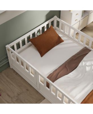 Montessori Wood Floor Bed High Security Barrier Door