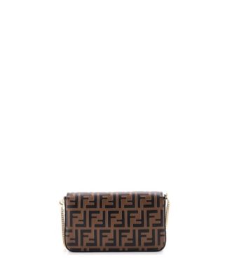 F is Fendi Envelope Clutch on Chain Zucca Embossed Leather