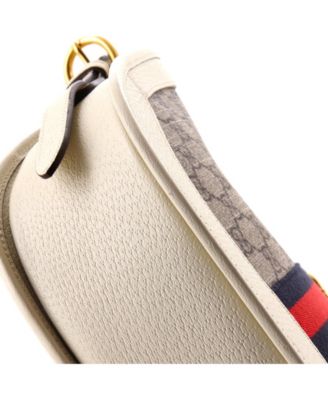 Large Ophidia Curved Zip Shoulder Bag GG Coated Canvas with Leather