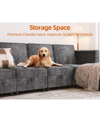 Sectional Sofa, U Shape Sectional Couch, 6 Person Sectional Sofa with Double Chaise Longue for Living Room Furniture