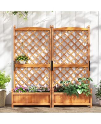 60 Inch Tall Raised Garden Bed with Diamond Trellis