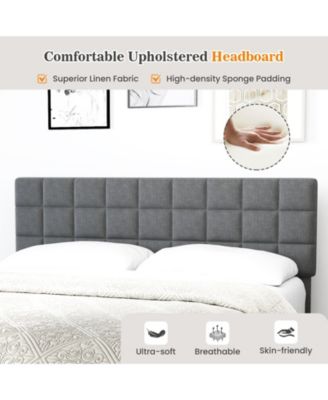 King Size Modern Linen Bed Frame with Adjustable Headboard