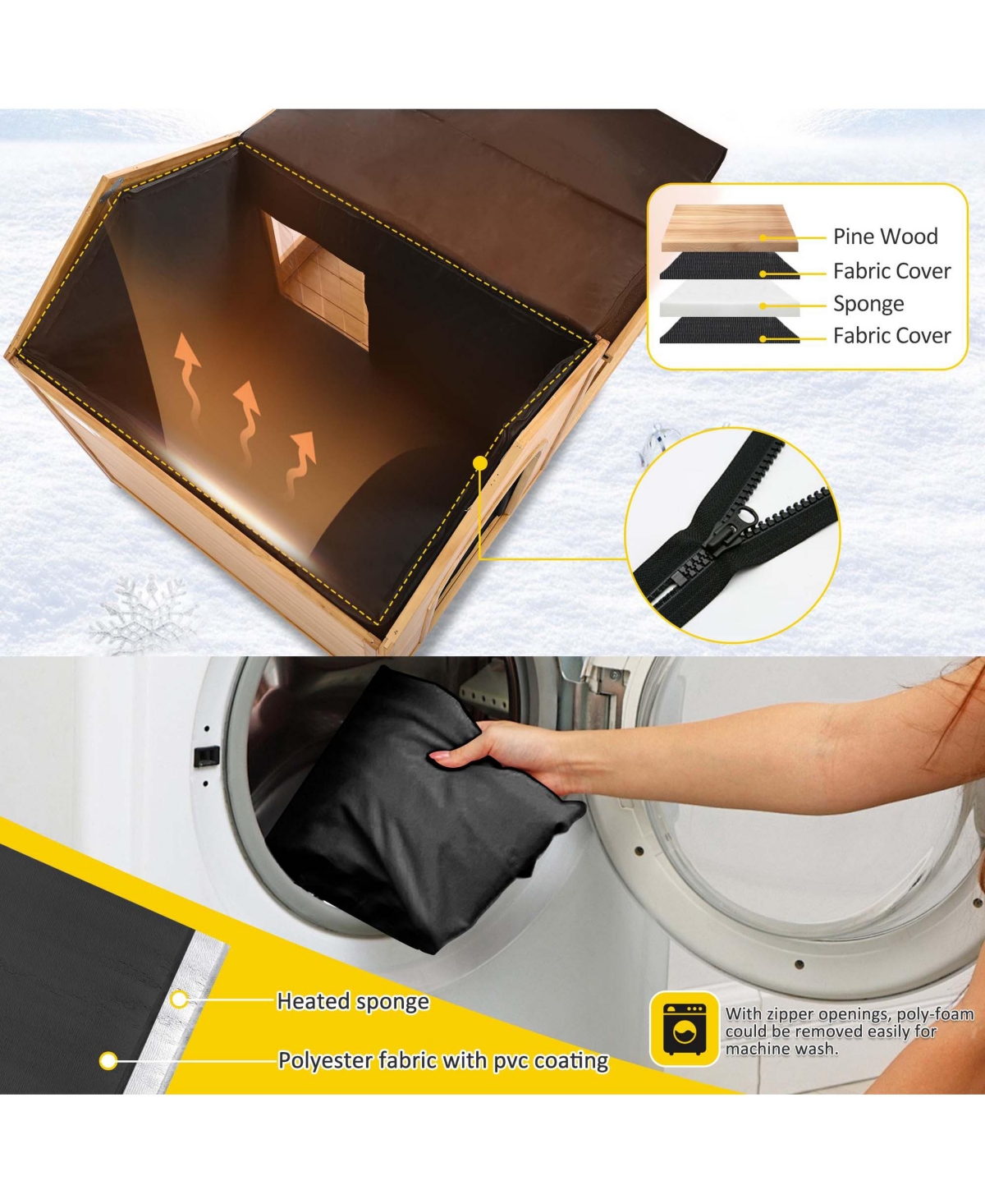 Aostirmotor 60" Large Outdoor Dog Kennel – Insulated Waterproof House with Porch, Asphalt Roof & Elevated Floor, for Medium & Large Dogs