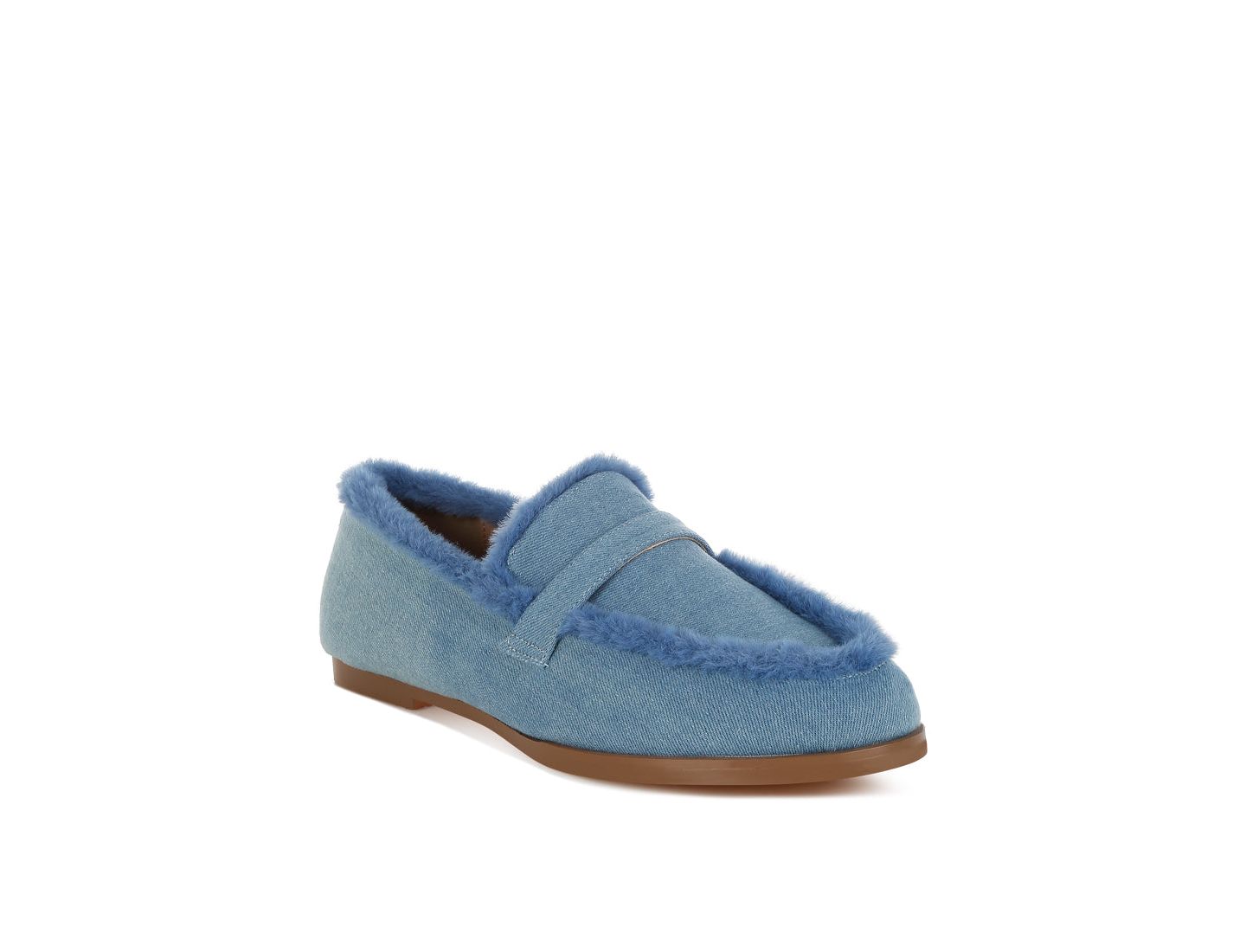 Женские туфли Rag & Co Nivena Fur Detail Denim Loafers, цвет: Синий — фото 7
