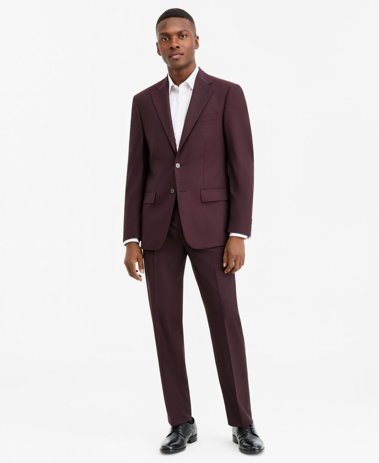 Мужские комплекты Calvin Klein Slim-Fit Wool-Blend Suit Separates, цвет: Бордовый — фото 1