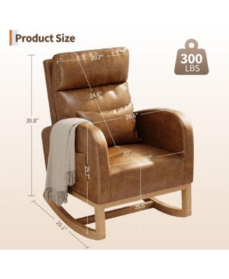 Sherpa Upholstered Rocking Chair, Adjustable Recliner with Arm Pocket, Cozy Nursery & Living Room Chair