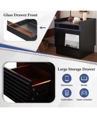 Durable Versatile Nightstand with 2 Drawers Modern Bedroom Furniture Bedside End Table