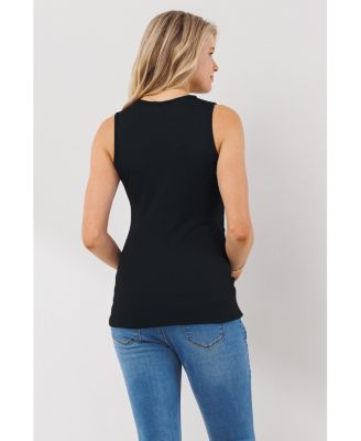 Maternity Sleeveless Ruched V-Neck Wrap Nursing Tank Top