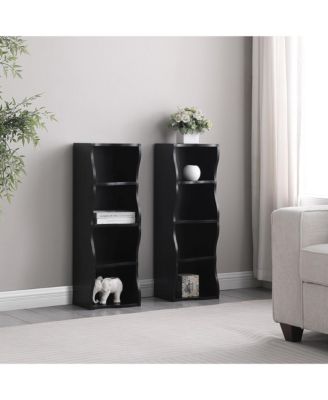 8-Tier Tall Narrow Bookshelf - A Wavy Border Design, Adjustable Shelves, Freestanding Display Bookcase for Living Room, Home Office