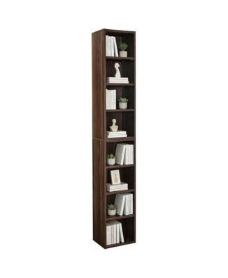 8-Tier Tall Narrow Bookshelf, Slim Storage Cabinet & Display Bookcase with Adjustable Shelves for Living Room, Office