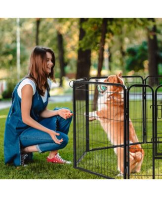 8-Panel 24" Foldable Metal Dog Playpen with Door, Bottom Pad and Storage Bag for Indoor Outdoor Use