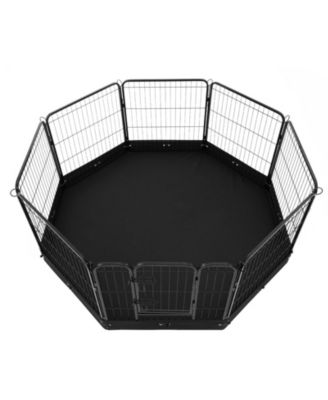 8-Panel 24" Foldable Metal Dog Playpen with Door, Bottom Pad and Storage Bag for Indoor Outdoor Use