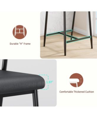 26" Counter Height Bar Stools Set of 2 with Arms, Upholstered Modern Metal Bar Chairs, Back & Footrest for Kitchen Island