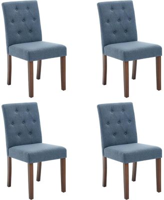 Parsons Button Tufted Dining Chairs Set of 4, Upholstered Fabric Chairs with Wood Legs
