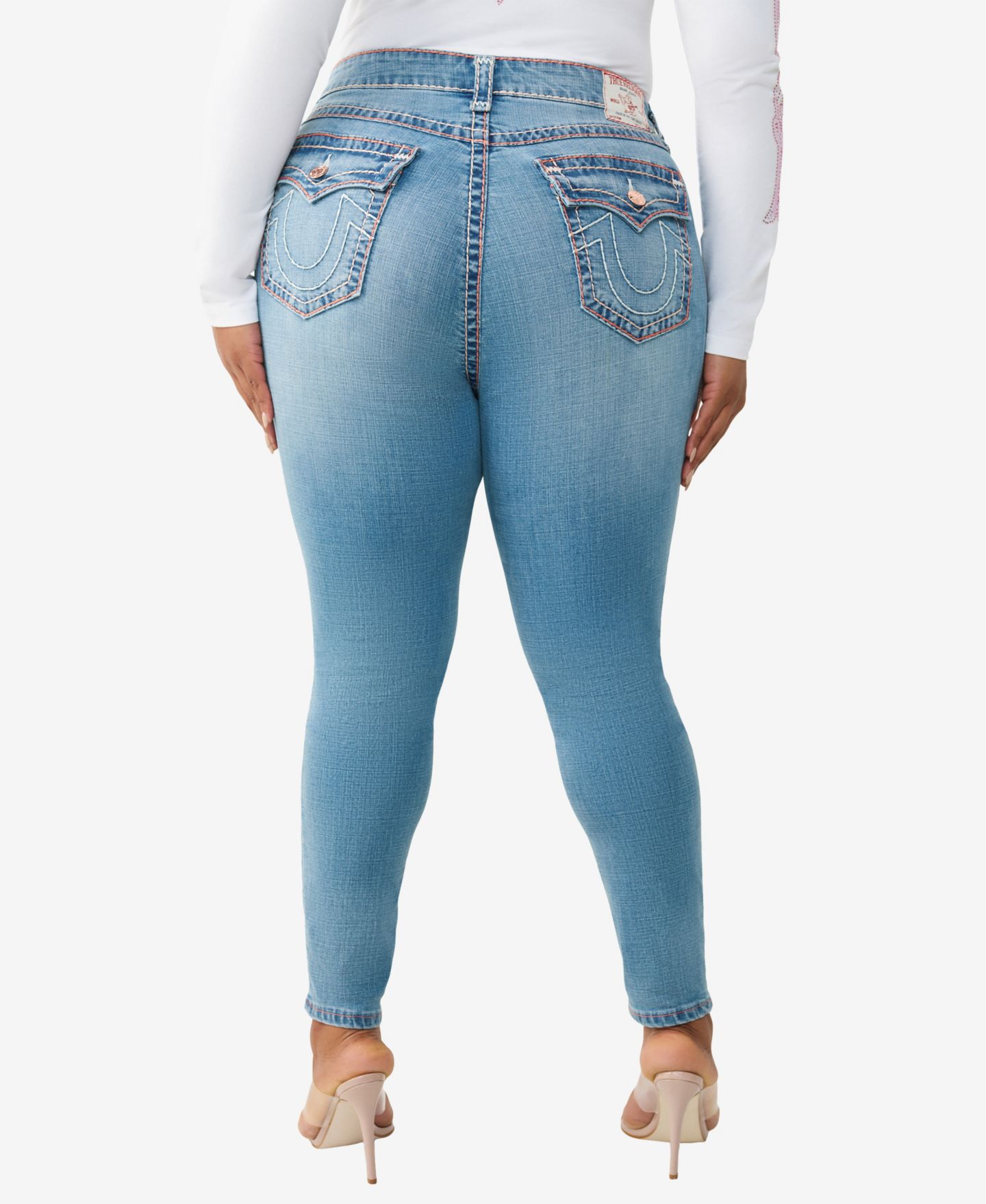 Женские джинсы True Religion Plus Size Jennie Mid-Rise Skinny Super T-Flap, цвет: Средняя варка — фото 3