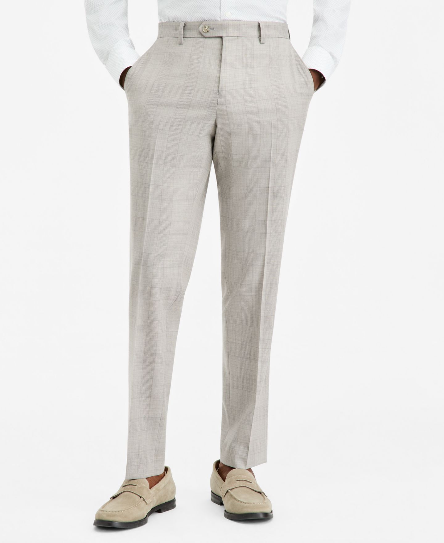 Мужские брюки Ted by Ted Baker Modern-Fit Gray Plaid Suit Separate, цвет: Серебряный / Серый — фото 3