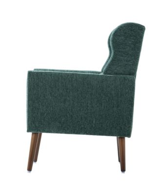 Chenille Accent Chair, Modern Upholstered Armchair with Waist Pillow and Tapered Wooden Legs for Living Room, Small Space
