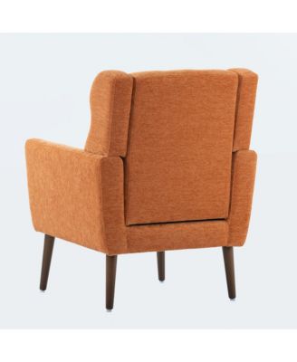 Chenille Accent Chair, Modern Upholstered Armchair with Waist Pillow and Tapered Wooden Legs for Living Room, Small Space