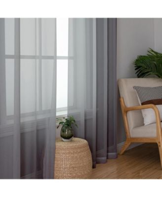 2 Piece For Extra Long Windows Rod Pocket Gray Rod Pocket Sheer Curtain Panels