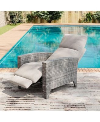 Wicker Recling Patio Chair with Independent Adjustable Back and Footrest Air Pump Lay Flat Reclining Chair Outdoor Recliner Chair