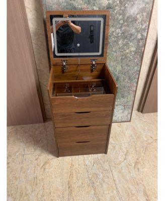 Elegant Modern Wooden Nightstand with Storage Space Finish Bedside Table for Bedroom Living Room