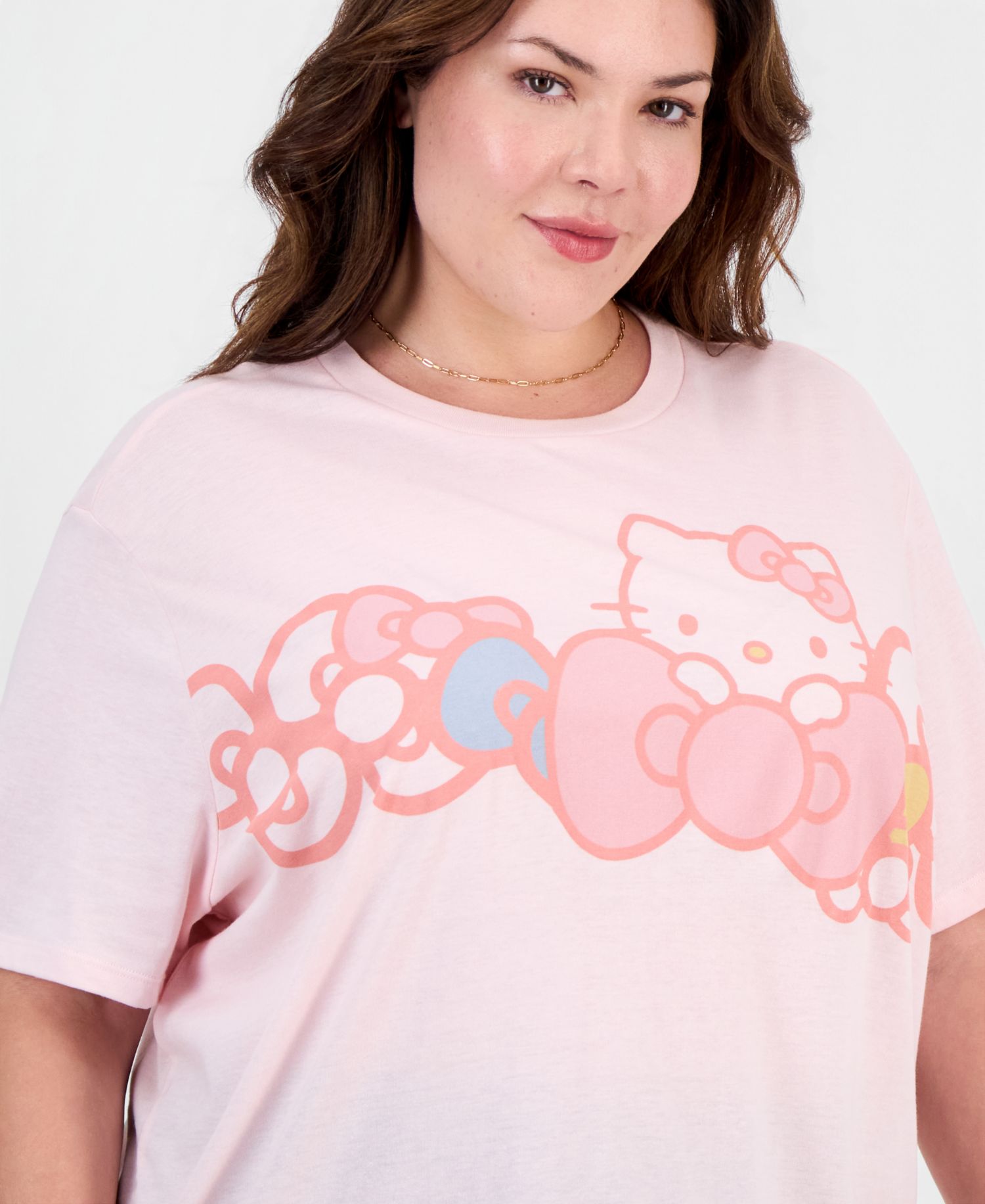 Trendy Plus Size Hello Kitty Bow Graphic Print T-Shirt