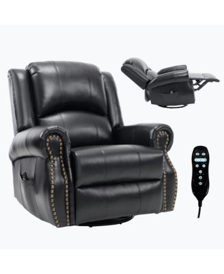 Recliner Chair with Heat Massage Manual Rocker and Swivel in Fabric