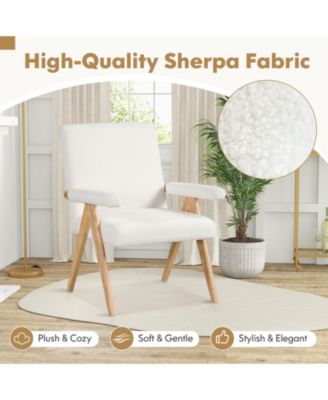 Mid Century Modern Accent Chair with Rubber Wood Frame and Padded Armrests