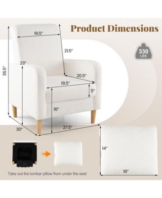 Modern Upholstered Sofa chair with Lumbar Pillow and Teddy Fleece Cover