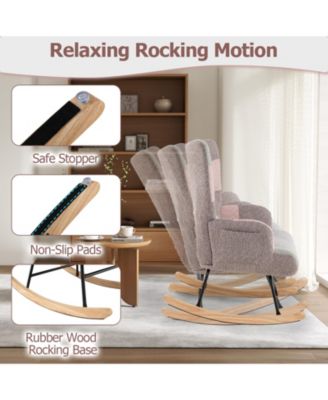 Nursery Rocking Chair with Ergonomic Armrests and High Backrest for Living Room