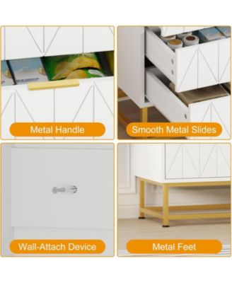 6 Drawer Dresser for Bedroom with Metal Legs, Storage Chest Cabinet Organizer for Living Room, Hallway, Entryway